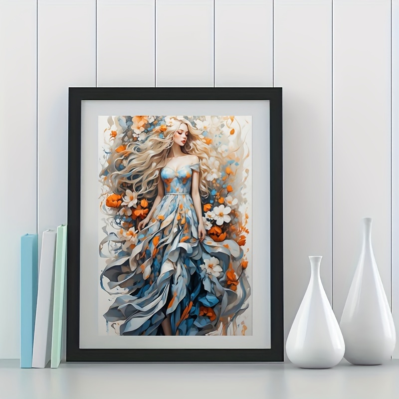 

Acrylic Paint By Number Kit For Adults - 5d Full Round Diamond Painting Art Craft, Floral Beauty Pattern, Mosaic Decorative Wall Art Piece, 20x30cm Set