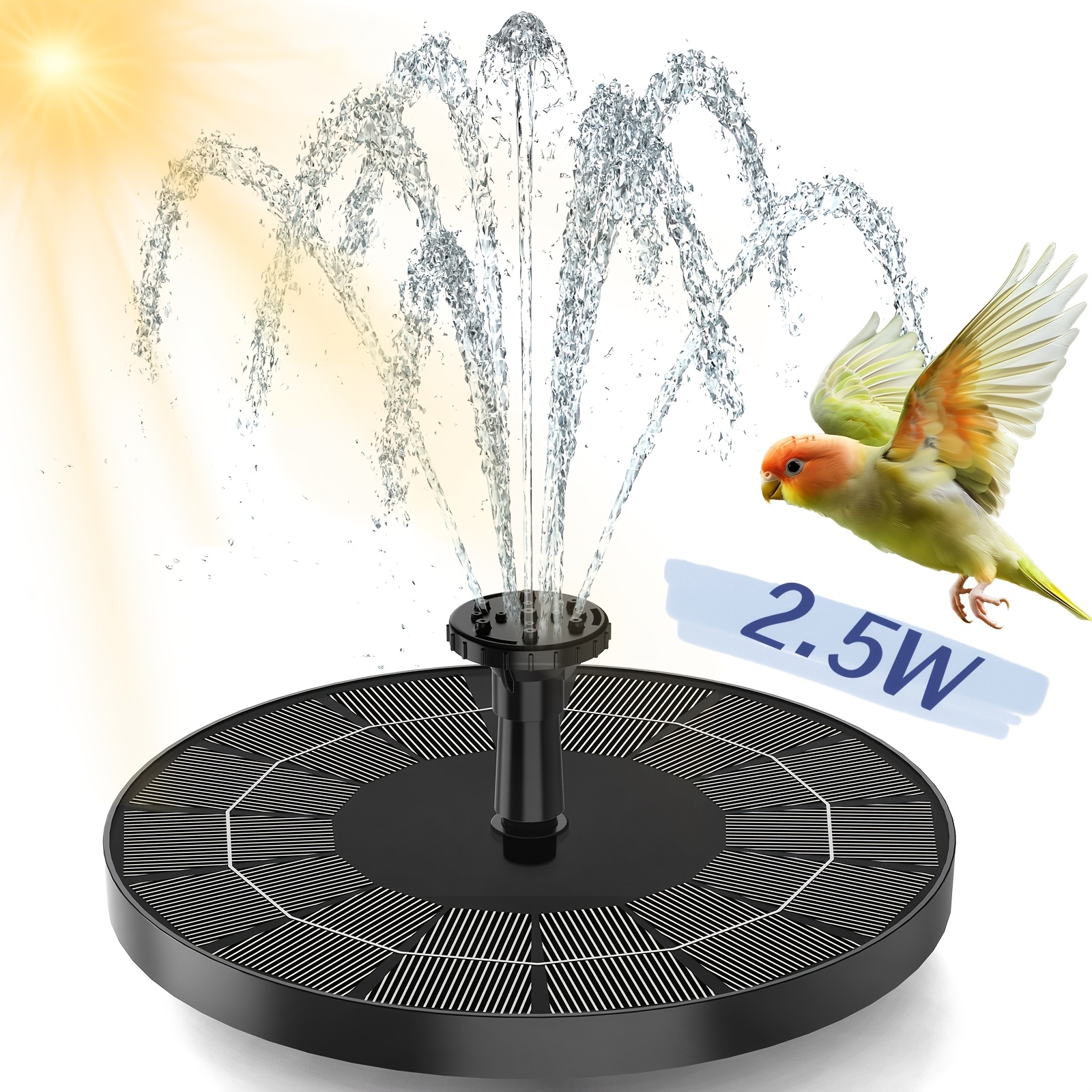 Artikelbild solarbetriebene springbrunnen | 6 düsen, freistehende, tragbare, schwimmende brunnenpumpe für garten, teich, pool, außenbereich und hinterhof, 1w-3.5w, ipx8