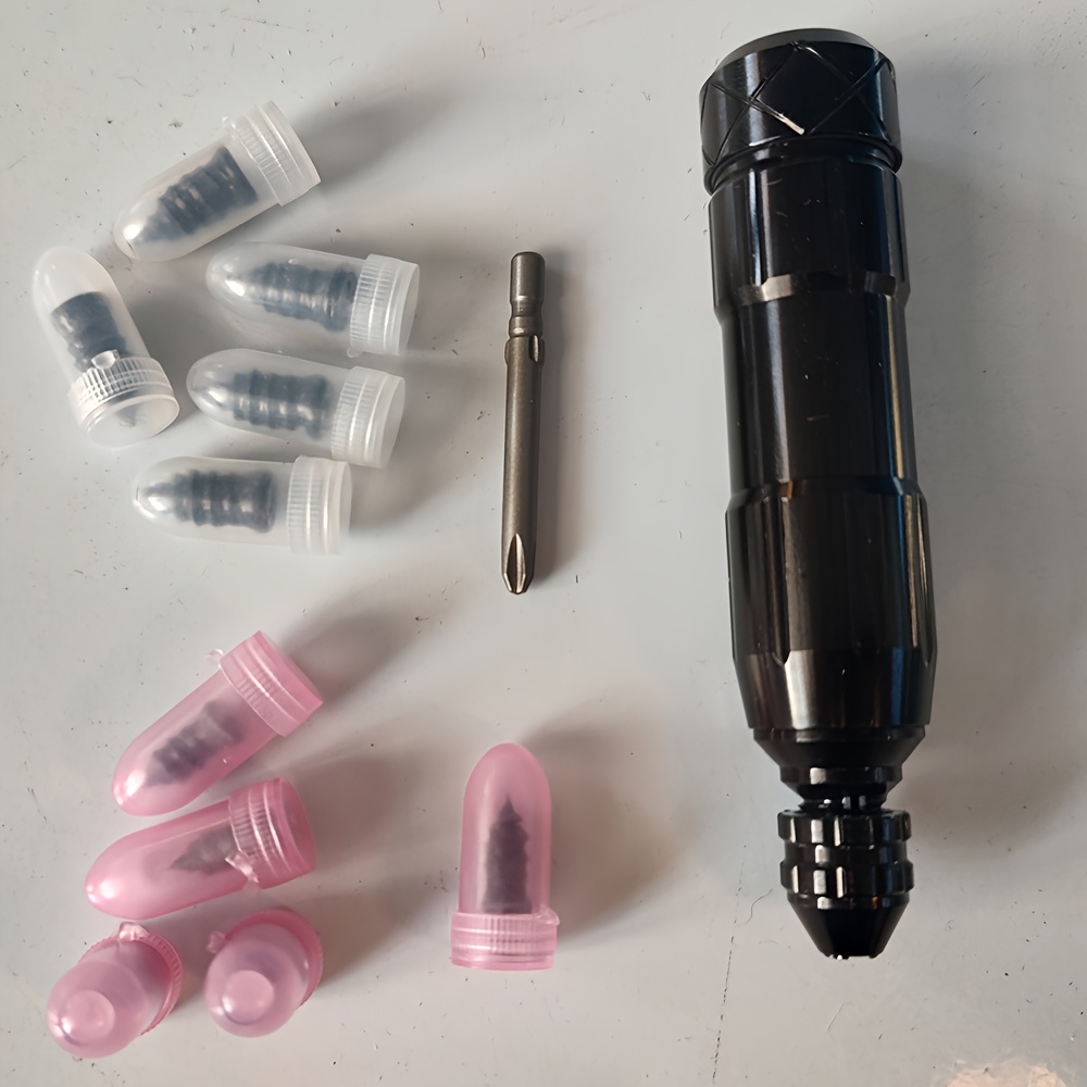 Image of Tubeless Repair Kit, Portable Tire Puncture Tool With 10 Repair Plugs And 1 Star Screwdriver Bit, For Quick Tire Repair