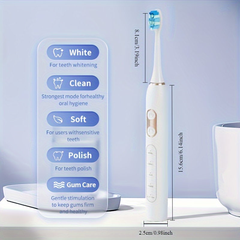 ultrasonic electric toothbrush kit for adults rechargeable usb toothbrush with 8 soft bristles brush heads 5 cleaning modes waterproof oral care toothbrush suitable for male and female at home travel ideal for gift fathers day gift
