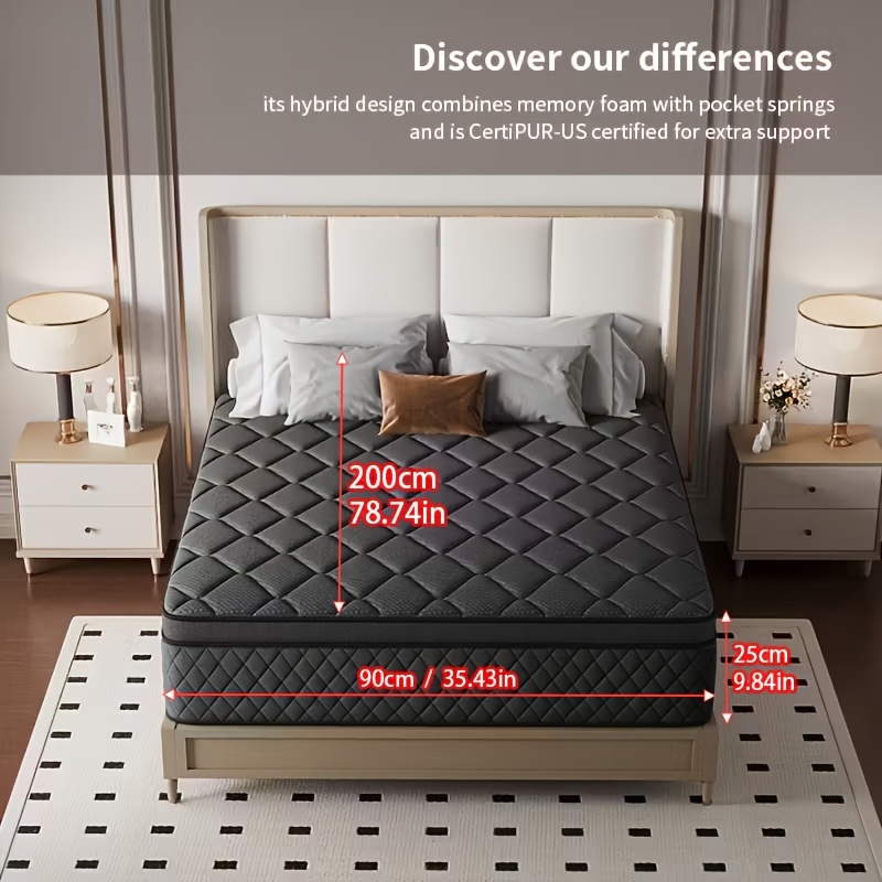 Image of Local Warehouse, Full-size Mattress, Large, Memory Foam And Spring Hybrid Mattress, Medium Firmness, Lumbar Support, Suitable For Home Bedrooms And Hotels, , Soundproof, Single Mattress