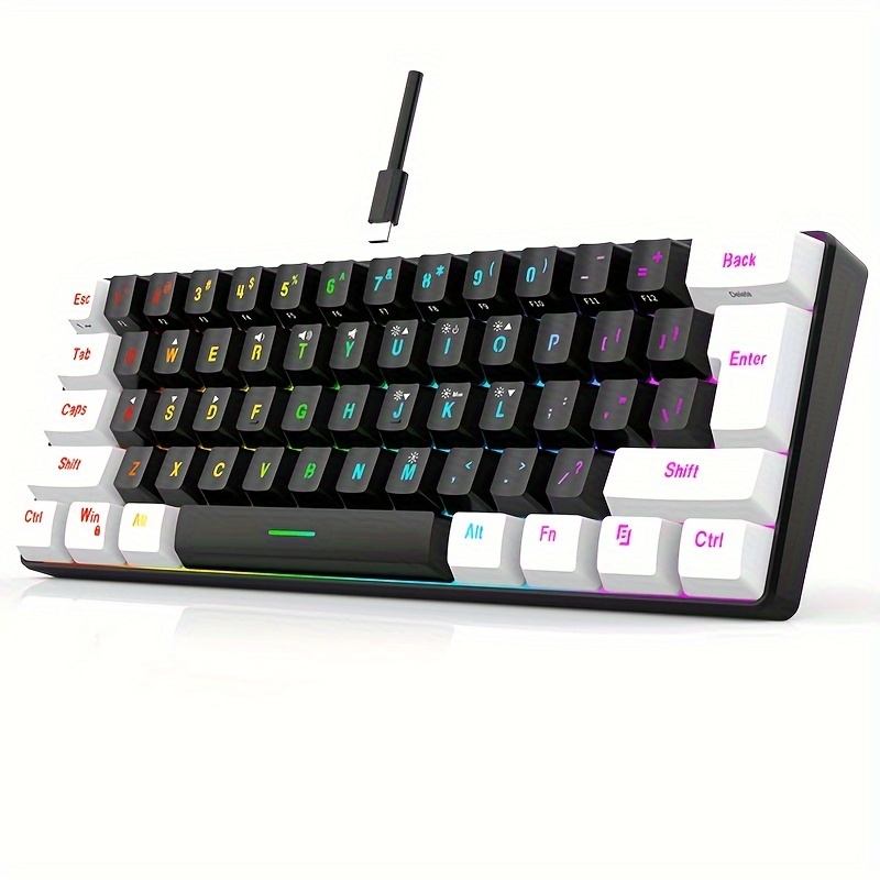 TEMU Customized Computer Keyboard Gaming Keyboard Membrane Keyboard Black And Matching Keyboard 61 Keys Lighting Effects Keyboard
