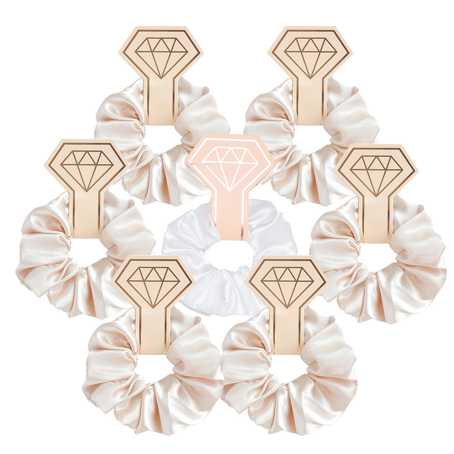 E-shop 7-teiliges Hochzeitsparty Brautjungfer Vorschlag Diamantkarte Mehrfarbiger Weicher Elastischer Haarring Geeignet für