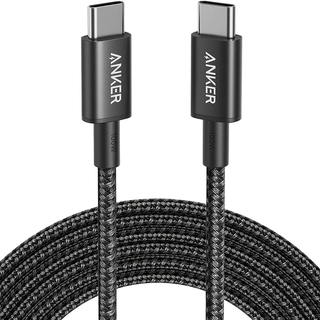 TEMU Anker New Nylon Usb-c To Usb-c Cable, /70.87in, 100w Power, Rapid Charging, Compatible, Durable, High Speed, Design, Flexible, Use For Phones,