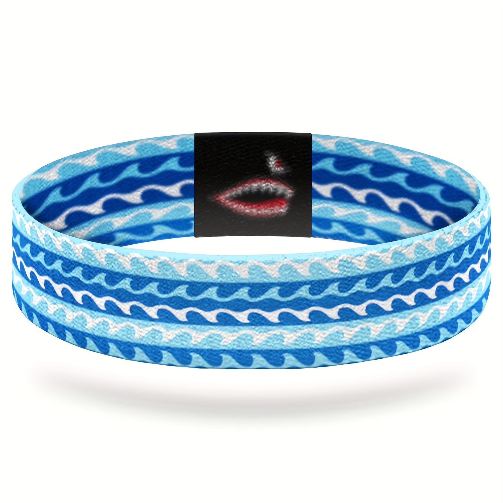 Image of 1pc Stretch Wristband For Women Men, Surf Bracelet, Sport Wristband, Elastic Bangle Bracelet, Stretchy Elastic Band, Great Wristband Gift For Of All Ages, Adjustable , Cute Wristwear, Printing