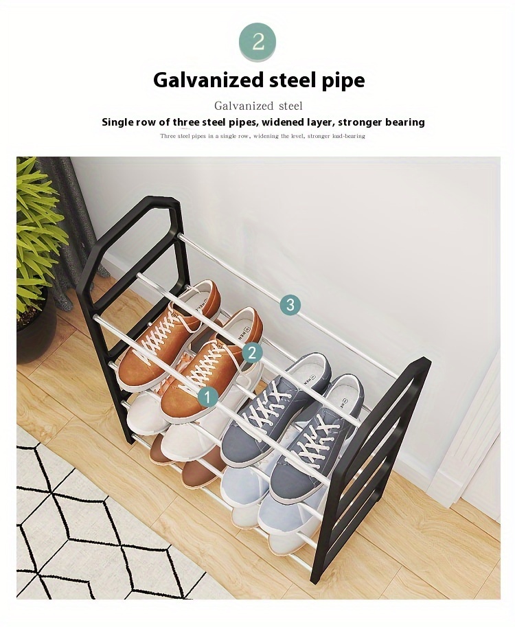 1pc space saving 4 tier shoe rack organizer   plastic folding shoe shelf for entryway dorm bedroom no     steel pipe frame details 4