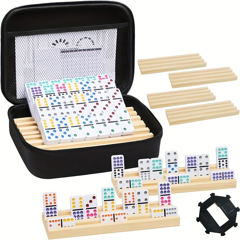 Lot De 4 Plateaux Pour Mahjong En Bois - Avec Poussoirs Magnétiques - Pour Dominos, Train Mexicain Aussi