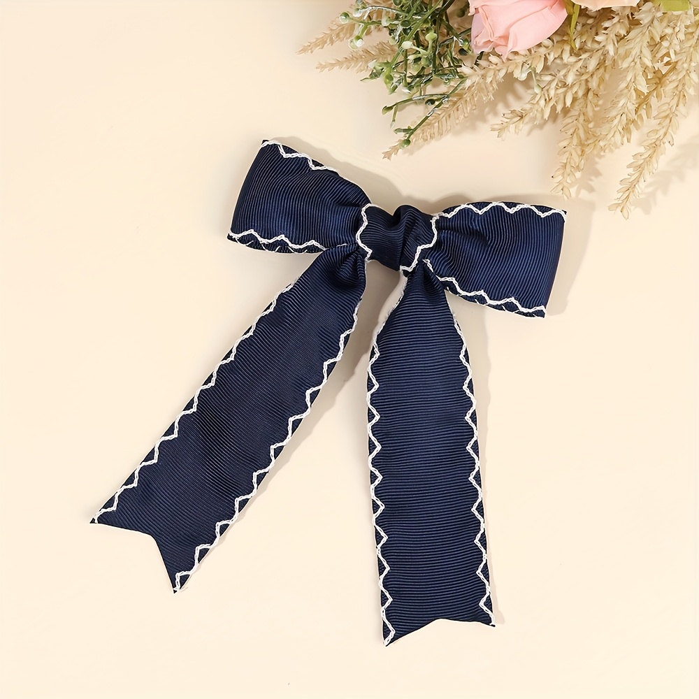 TEMU 1pc Valentine's Day Bow Hair Clip For Girls - Non-slip, Polyester Fabric Accessory With Heart Accents, Ideal Gift