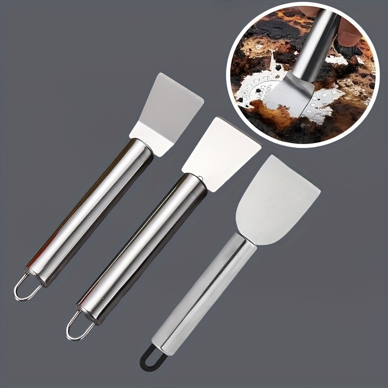 3pcs Set Of Upgraded Stainless Steel Cleaning Scrapers For Kitchen, Refrigerator, Tiles, Floors, Grout, And Glass Adhesive Removal