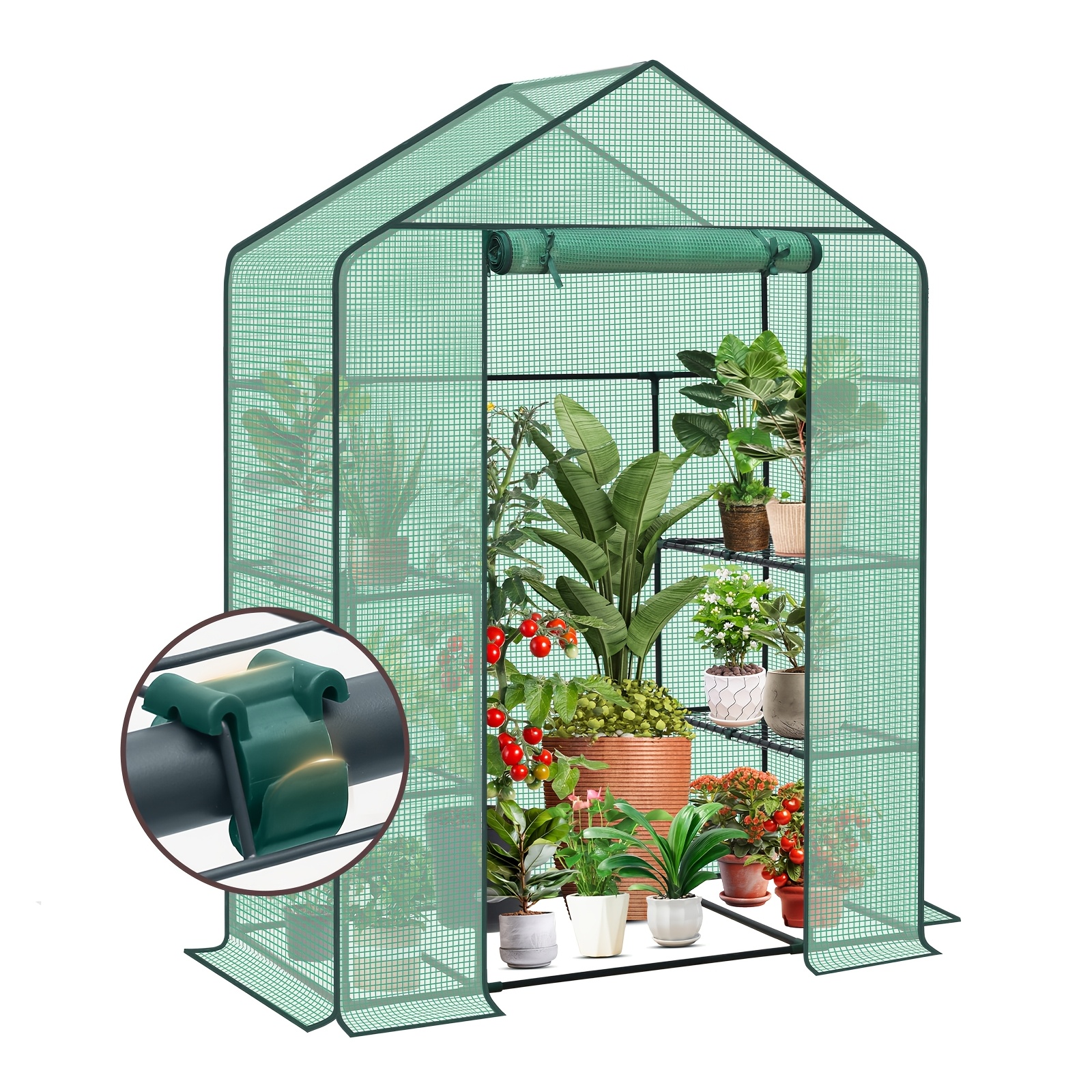 Image of Greenhouse 200x145x75cm, Stable Foil Greenhouse, Balcony Greenhouse With 4 Shelves For Plant Growth, Green, Xl
