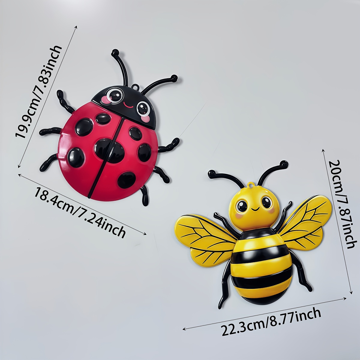 TEMU [2.5D] Lot de 2 pièces de décoration murale mignonne en métal Abeille et Coccinelle, et sculptures murales d'insectes antirouille, ornements