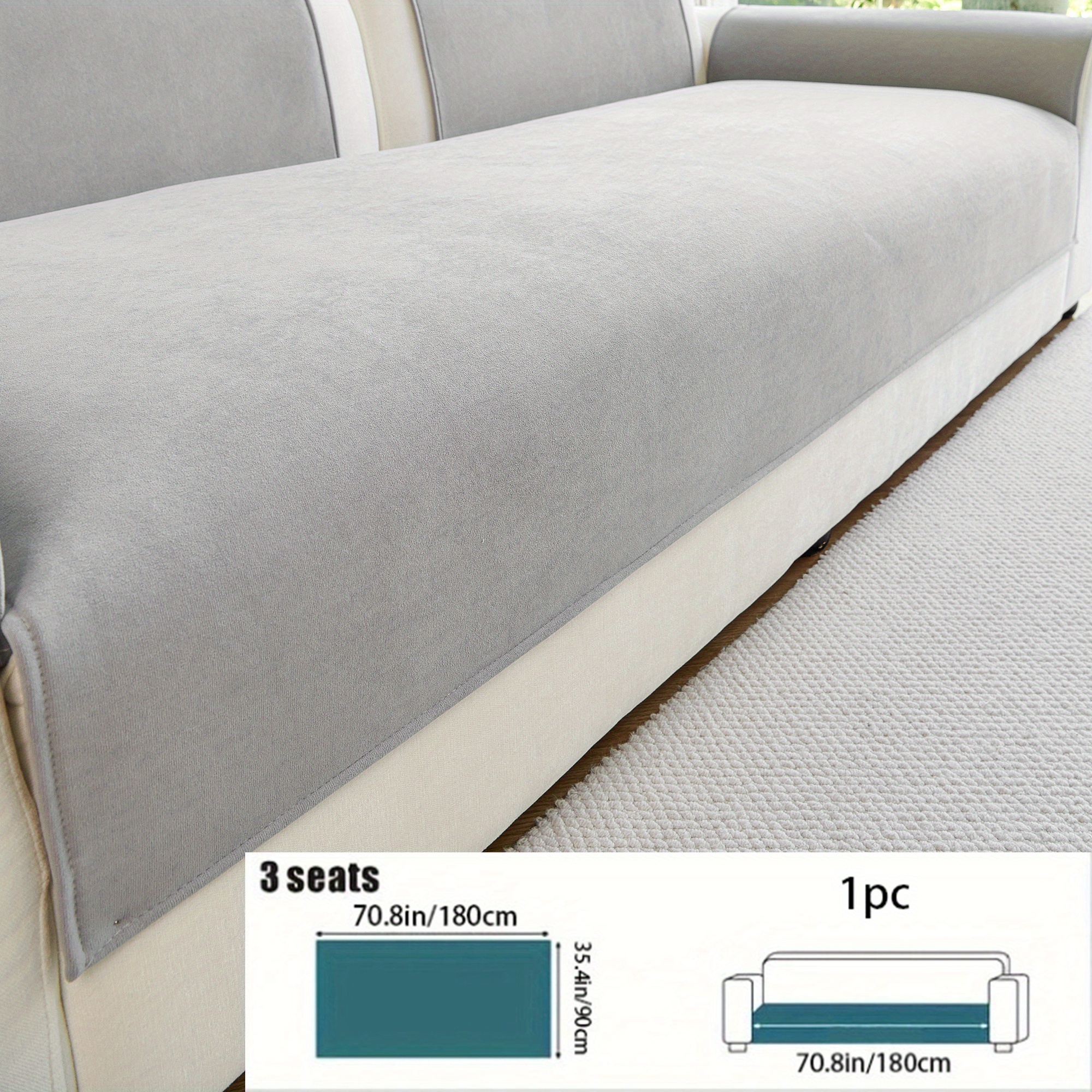 TEMU 1pc Modern Thickened Velvet Sofa Cover - 1pc Thickened Sofa Protector, Pet-friendly Anti-slip Universal, Machine Washable, For Single Sofa And