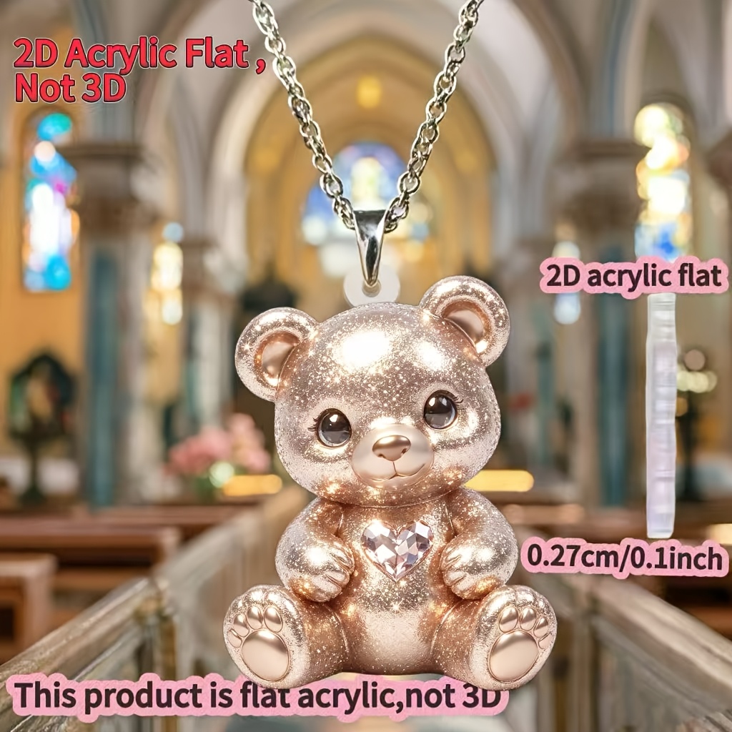 Women's Bear Pattern Acrylic Printed Pendant Necklace