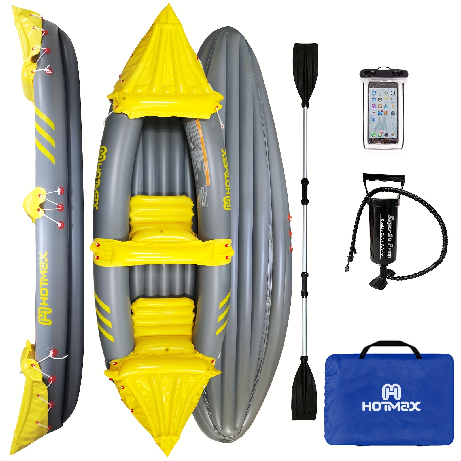 

2-person Inflatable Kayak Set With , Air Pump & Carry Bag - Pvc Material For