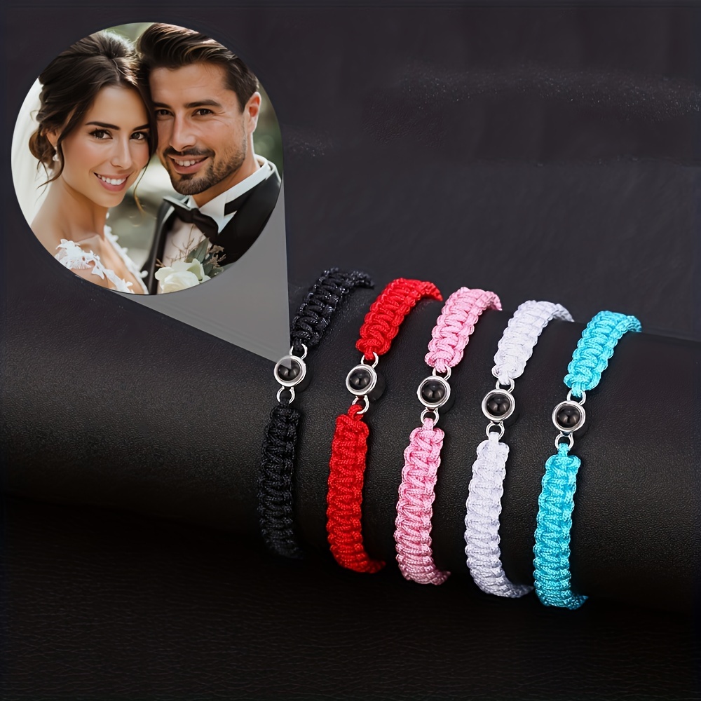 

Customized Photo Projection Bracelet, Pure Copper Bead, Hand-woven, Eternal For Girlfriend Lovers