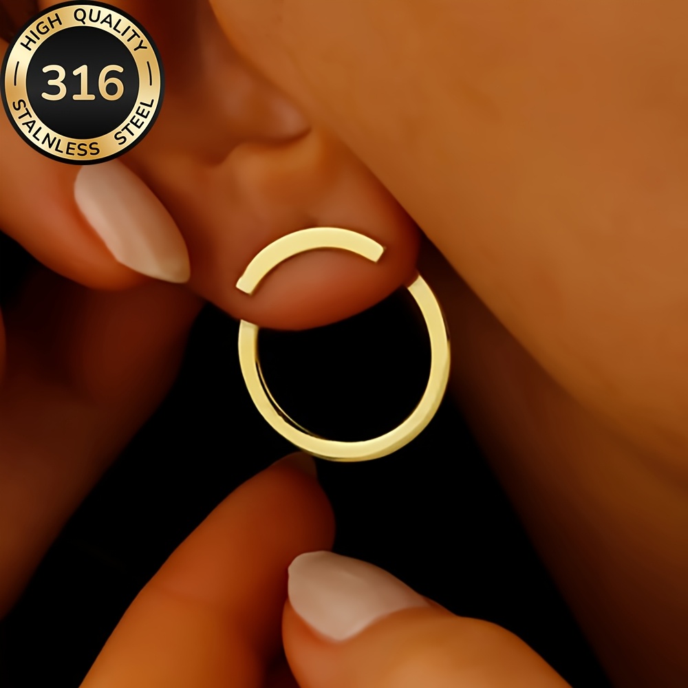 TEMU Boucles d'oreilles cerclées dorées hypoallergéniques en acier inoxydable de haute qualité, anti-décoloration, faciles et élégantes, boucles