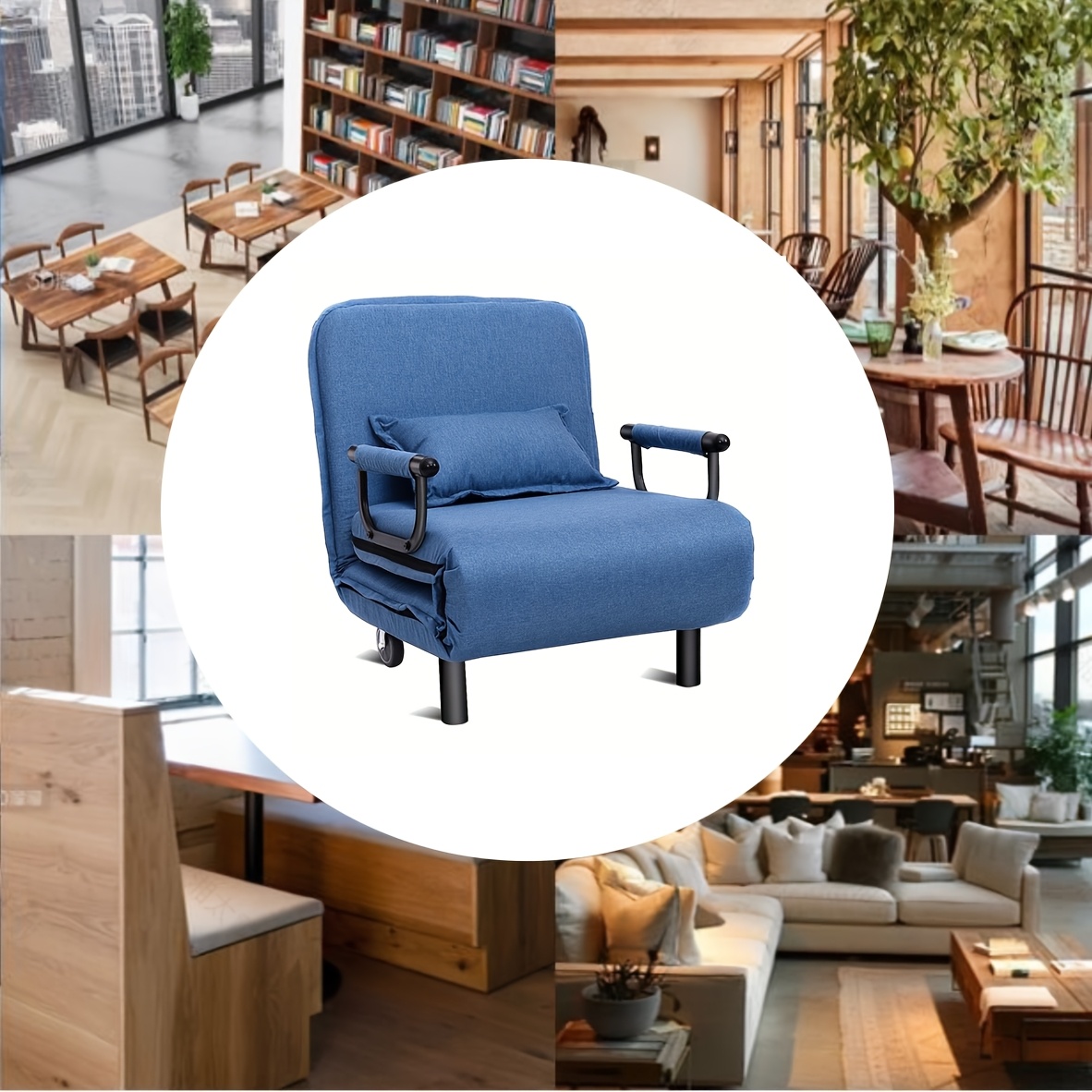 Convertible Sofa Bed Folding Arm Chair Sleeper Leisure Recliner Lounge Couch New for restaurant