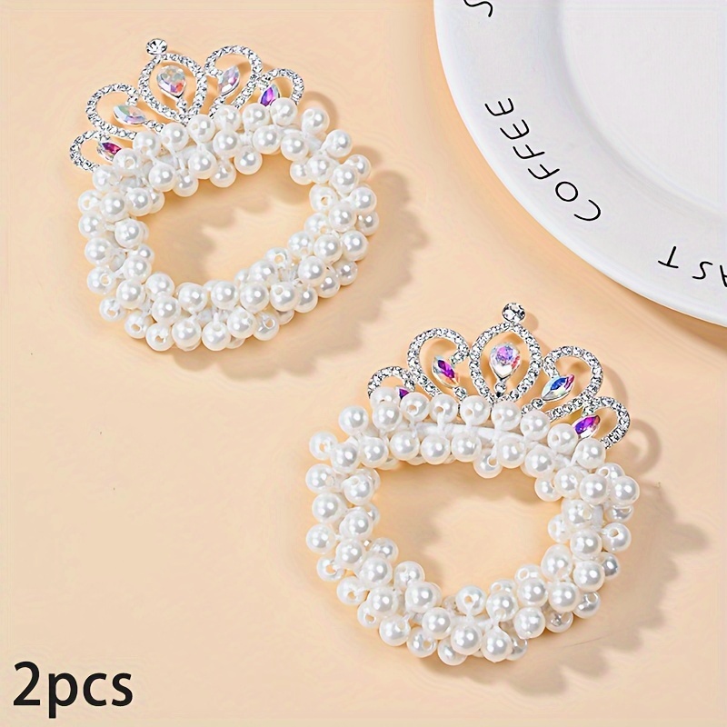 Image of 2/4pcs Hair Ties With Princess Crown Headbands, Cute And Elegant Hair Accessories For Buns, Perfect For Parties, Gatherings, And As Small Gifts For