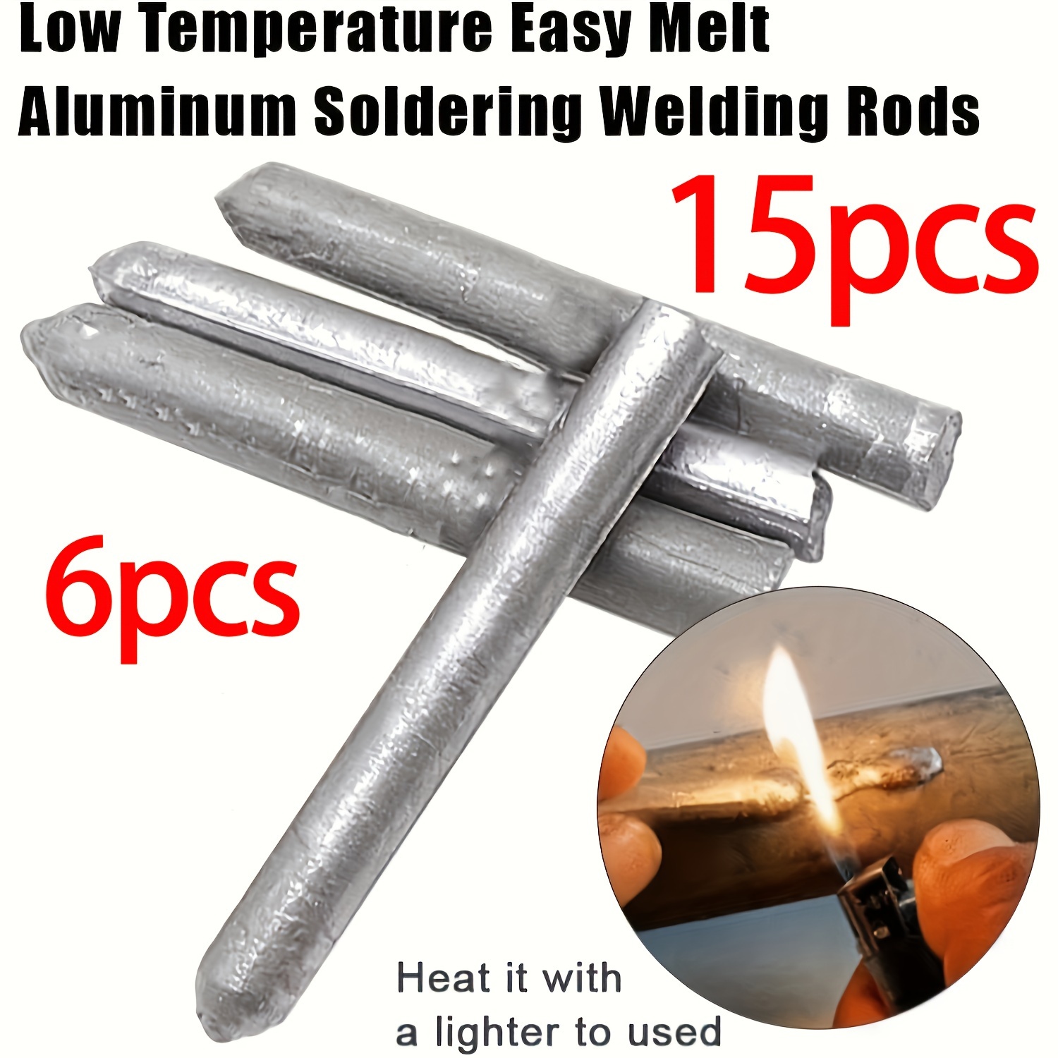 

6-15pcs Aluminum Soldering Welding Rods, , Low Temperature, For Copper, Iron, And Aluminum Repair And Welding Tools, Without Battery