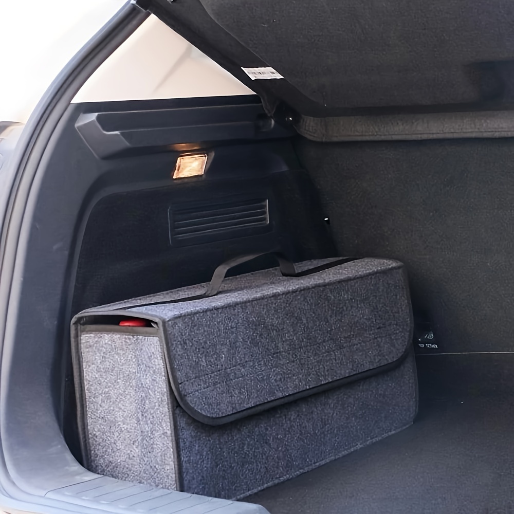 

1pc Car Storage Box, Portable, Foldable Car Trunk Organizer, Felt Cloth Storage Box, Car Interior Stowing Tidying Container Bag, Car Organizer
