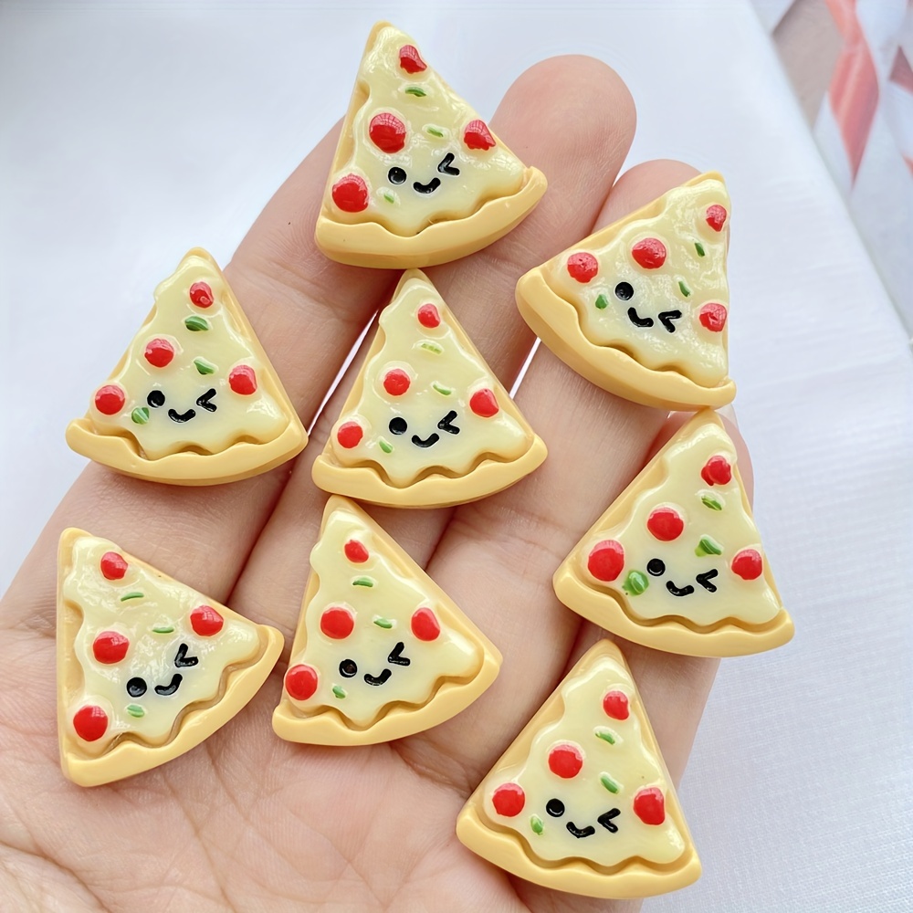 

6/12pcs/bag Cartoon Cute Pizza Resin Accessories Flat Back Diy Phone Case Handmade Hair Clip Decoration Jewelry Making Supplies