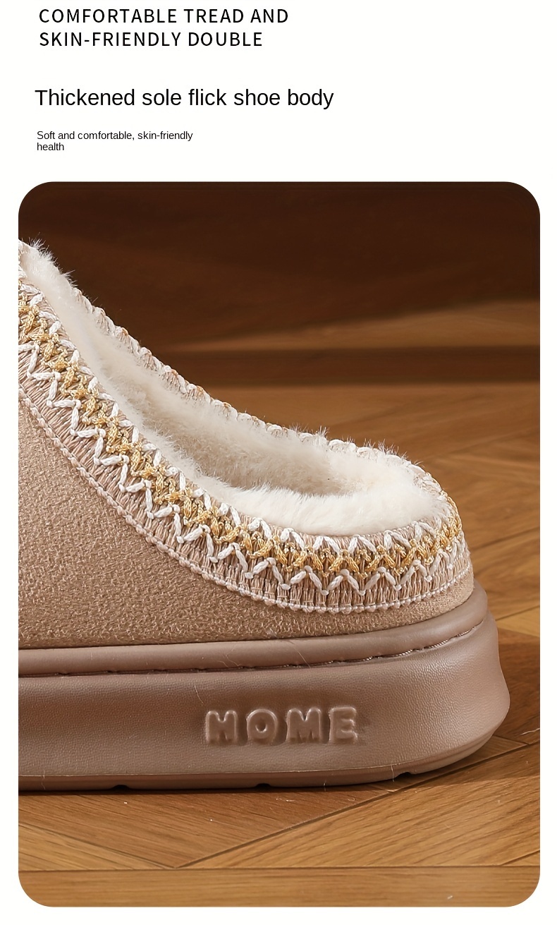 winter lace fashion cotton slippers for men and women casual couples indoor and outdoor   shoes cold and comfortable shoes bread shoes details 6