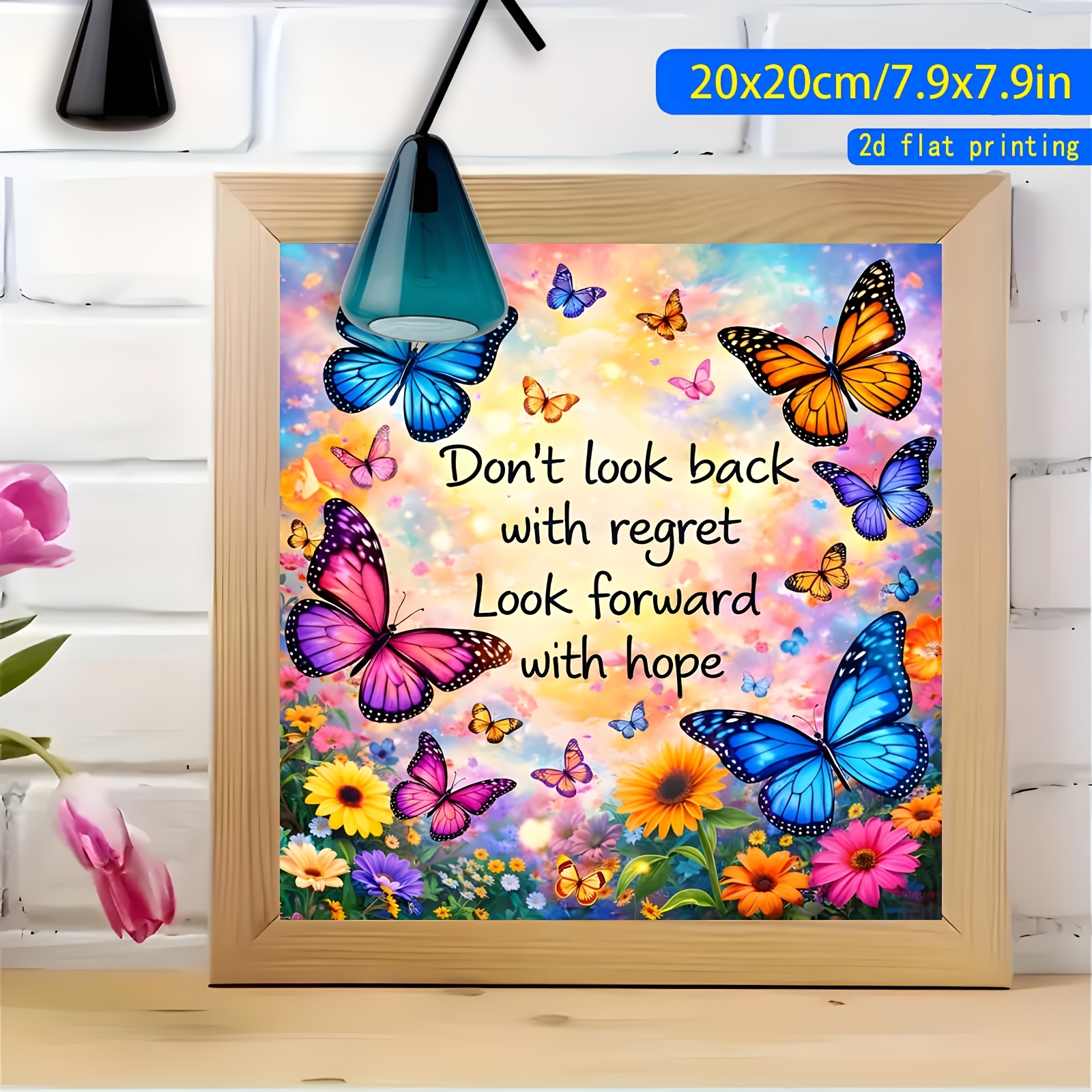 TEMU 1pc 2d Flat Inspirational Illustration Diamond Painting Theme, , Diamond Painting Kit, Round Acrylic Diamonds, Frameless Diamond Painting Art,