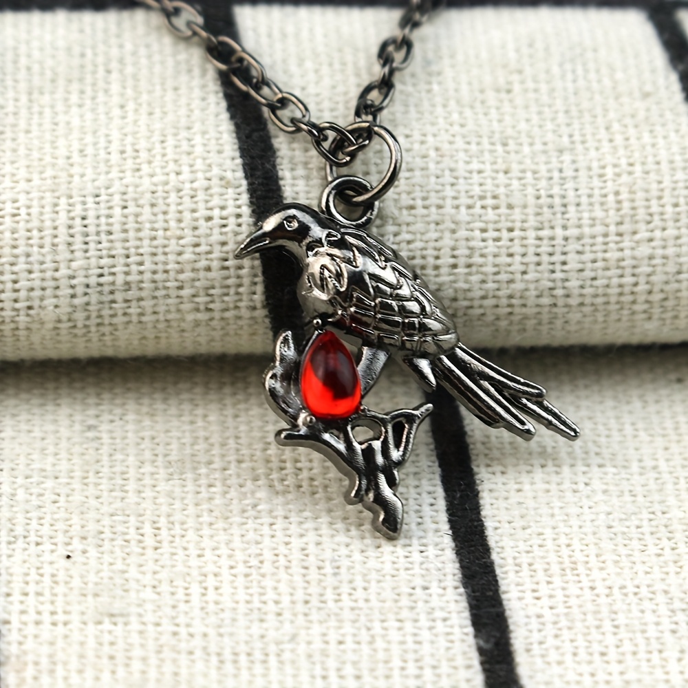 mens bohemian crow red synthetic gems pendant necklace Temu