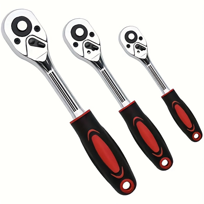 

3pcs 1/4" 3/8" 1/2" Ratchet Wrench, 24 Teeth Quick Release Telescopic Ratchet Socket Wrench Tool, Professional Ratchet Wrench Repair Tool