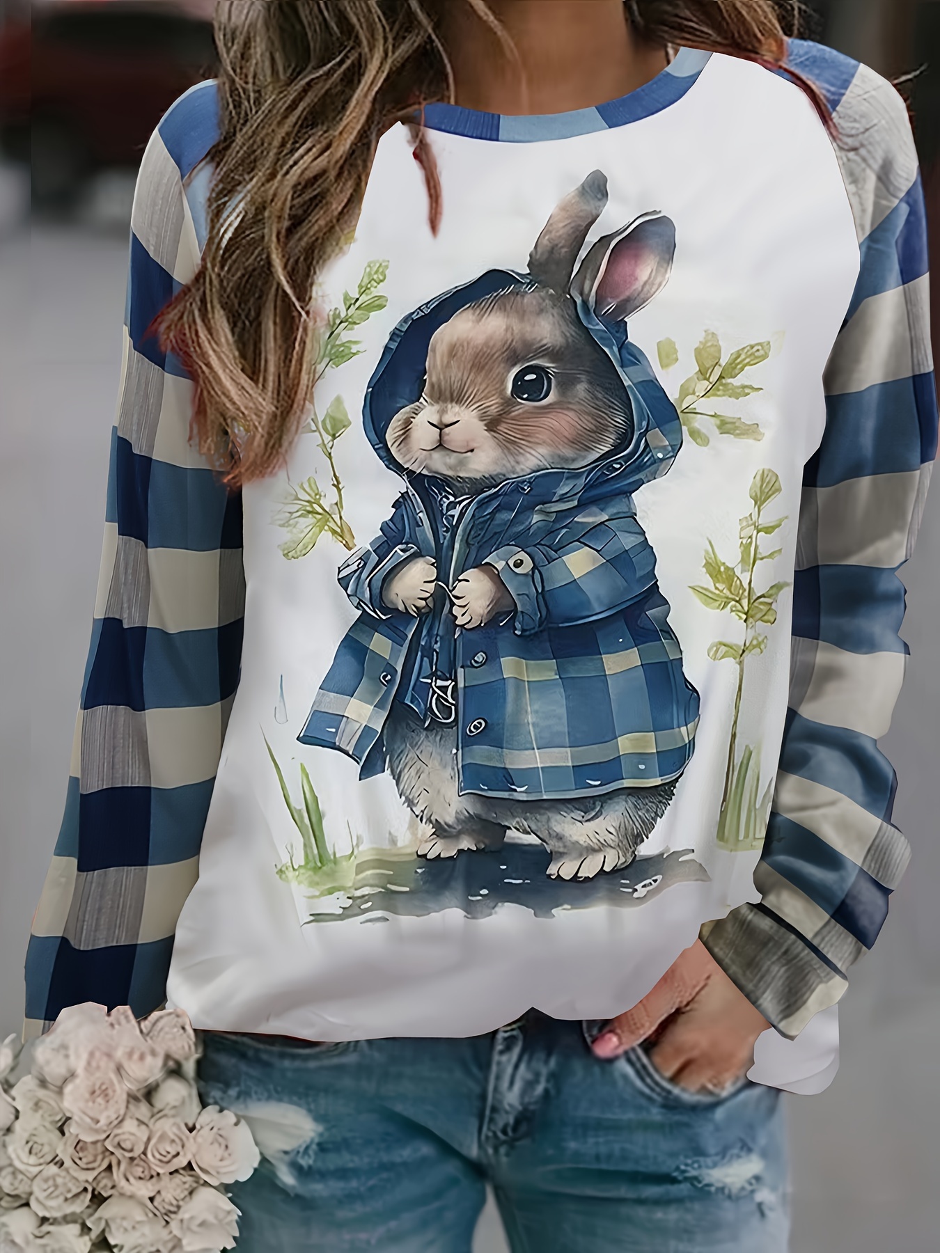 Plus Size Cute Outfits Set Women's Plus Cartoon Rabbit - Temu