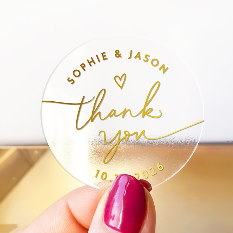 TEMU 50pcs Custom Wedding Favor Stickers Labels, Personalized Thank You Wedding Favor Stickers, Custom Wedding Labels, Thank You Stickers