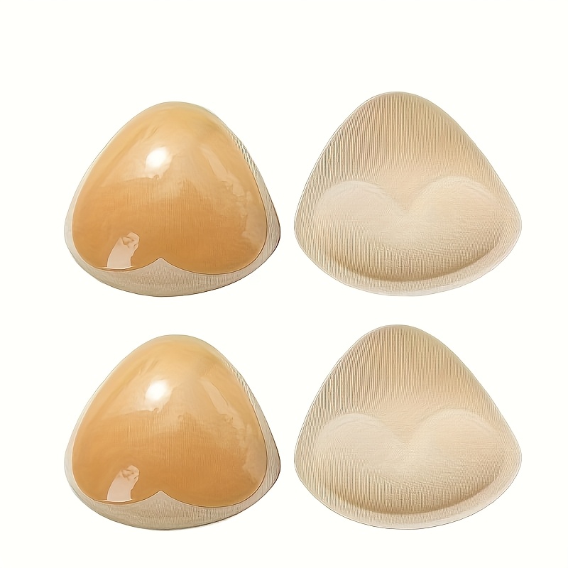 TEMU 4 Super-sticky Triangle Sponge Breast Pads With Gathered Cups, Suitable For Bikinis And Swimwear, Strong Suction Silicone Cup Pads, Removable