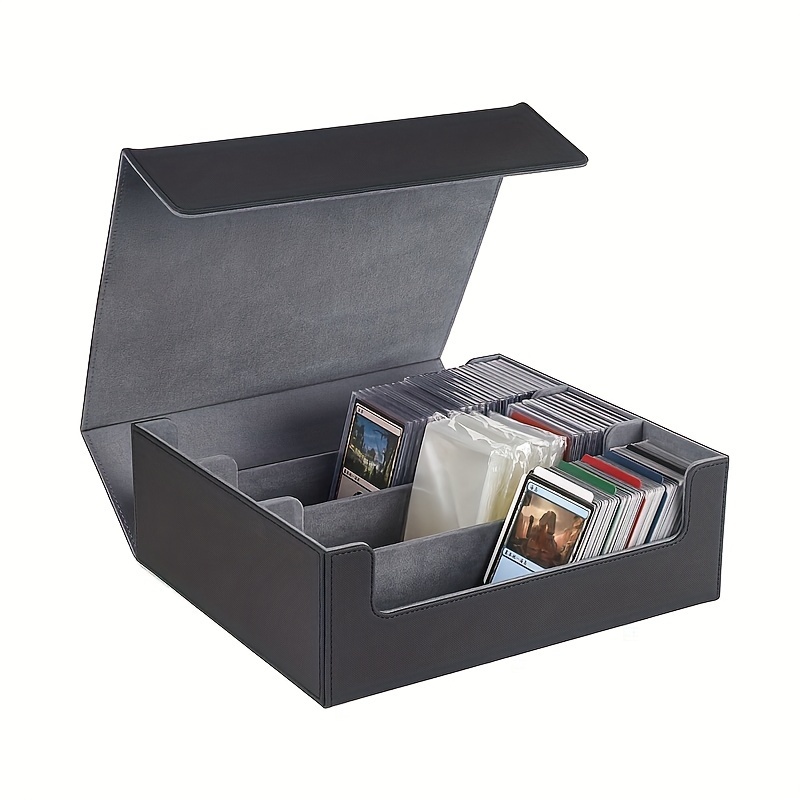 

Leather Card Storage Box - Can Hold 1000 Cards, Drawer Design With Suction Closure, Suitable For Magic: Collection And Anime Collectibles