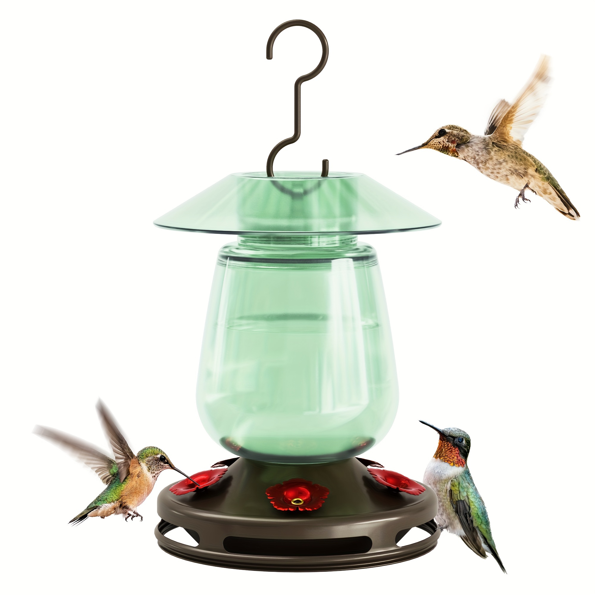 

Hummingbird Feeder, 16 Ounces Glass Hummingbird Feeders For Outdoors Hanging, Green Hummingbird Feeder With Feeding Ports & Built-in Ant , Rustproof, Leakproof, Barn Lantern Shape