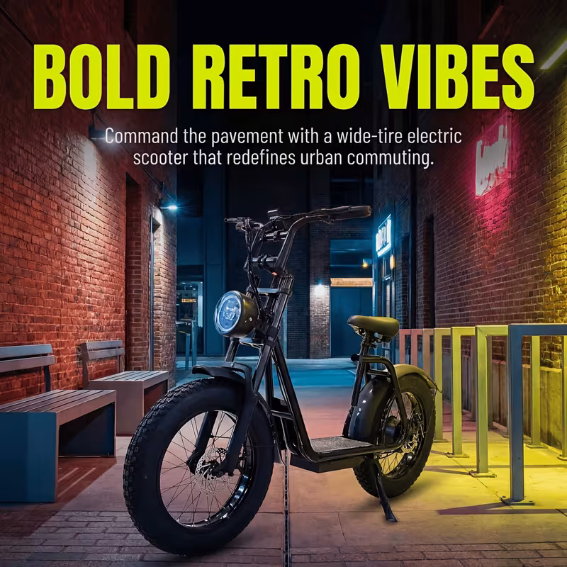 electric off road scooter with seat front and rear disc brakes rear wheel with abs anti lock braking system for stops ultra long range of 50 km suitable for city and all terrain off road use Product details 0