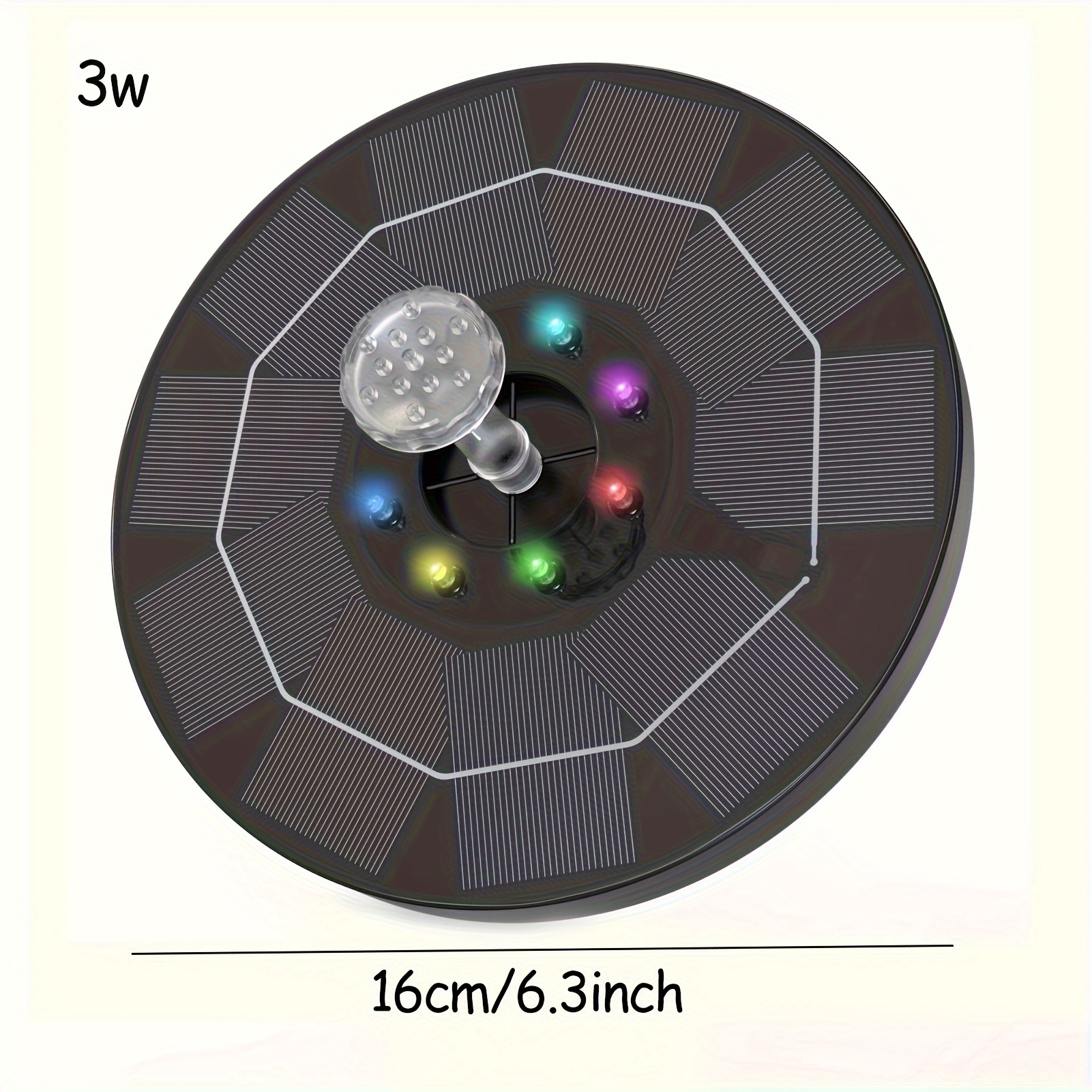 E-shop 3W RGB-Leuchten Solarbrunnen, Solar-Vogelbad-Brunnenpumpe, Solarpanel-Kit-Wasserpumpe, Tauchpumpe zur Außenbewässerung, freistehende schwimmende