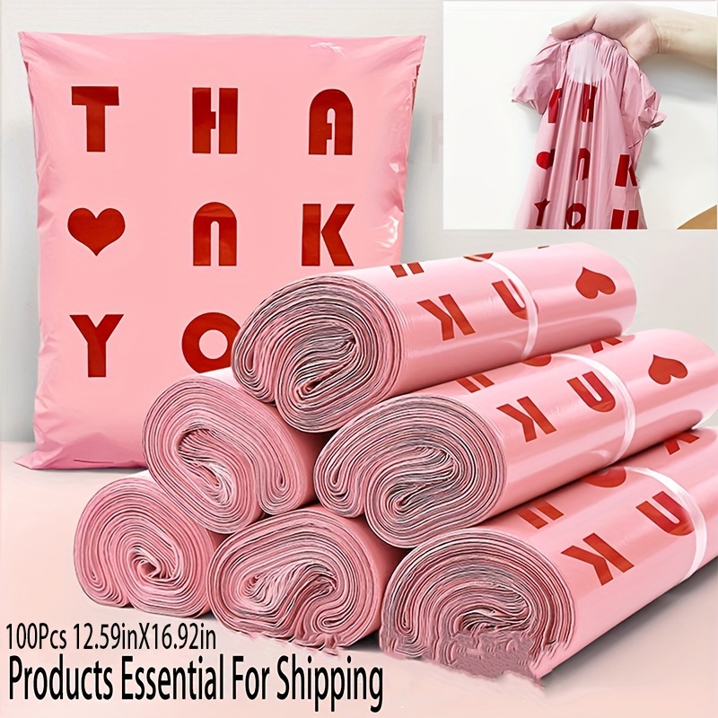 

100 Pieces 12.59inx16.92in Pink Text Graphic Mailing Garment Shipping Bags, Self-adhesive Mailing Envelopes For Business Vendors, Flexible And Secure Packaging, Waterproof Tearproof Mailing Bags,