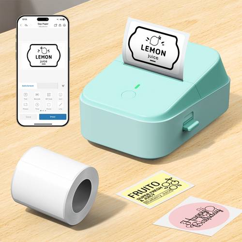 wireless portable label maker pm260 label printer with 40x30mm paper wireless for small compatible with pc smartphone