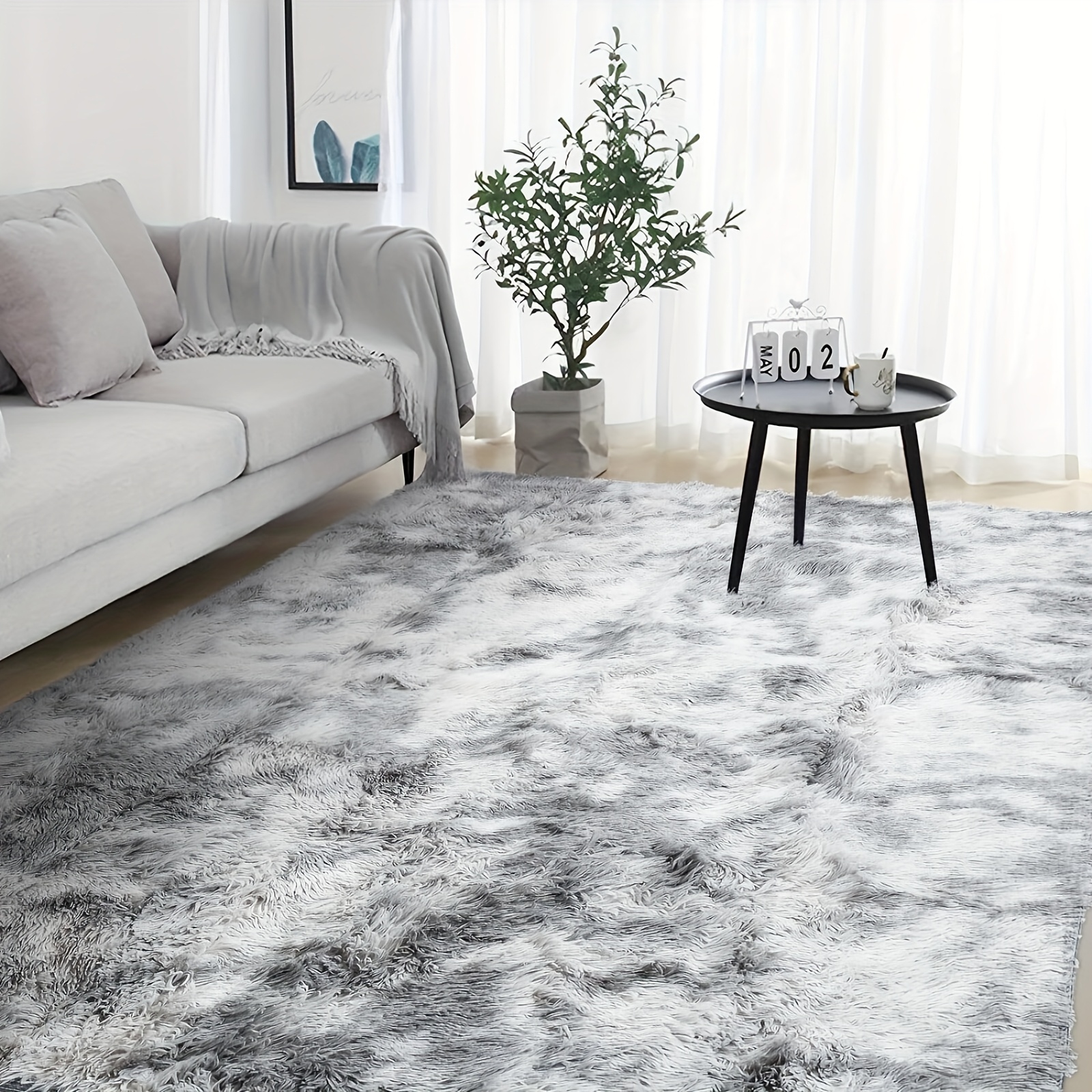 Large Soft Fluffy Rugs Living Room Bedroom 200x300cm Super Soft Fluffy Shaggy Rug Thick Pile Non Shedding Area Rugs for Bedroom Anti Slip(Sliver grey)