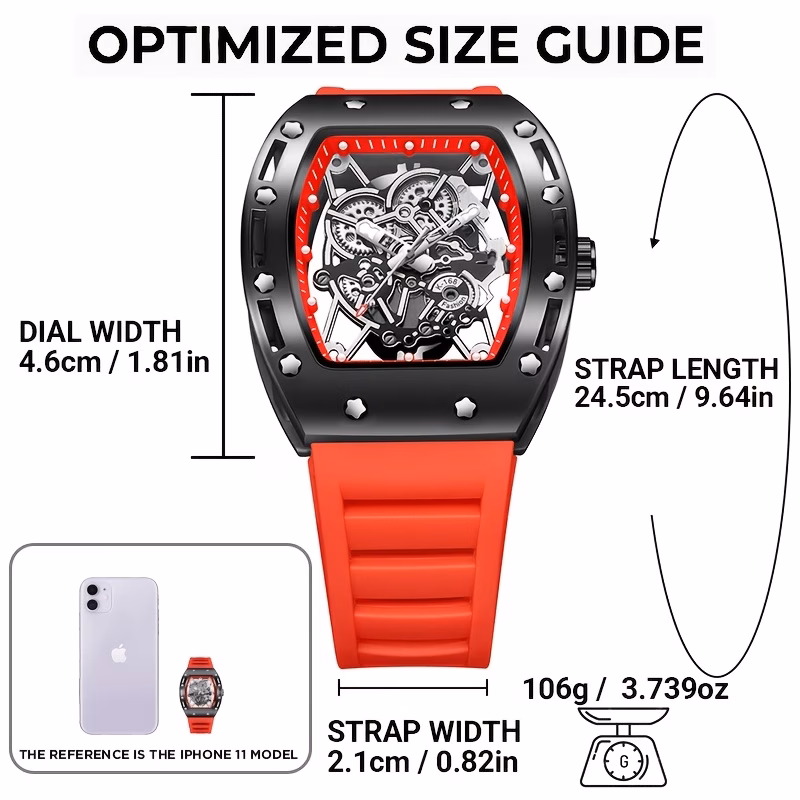 mens sporty fashion quartz watch trendy hip hop style with large dial gear design fashionable and trendy luminous display shaped silicone mens watch electronic quartz movement ideal gift for friends suitable for business or casual Product details 6