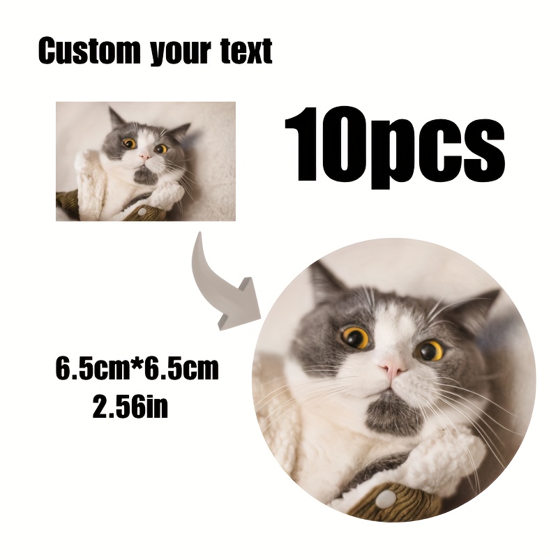 TEMU Personalized Custom Photo Fridge Magnets, Round Magnetic Stickers 6.5cm, Blank Surface For Printing Designs, Suitable For Decorating Fridge