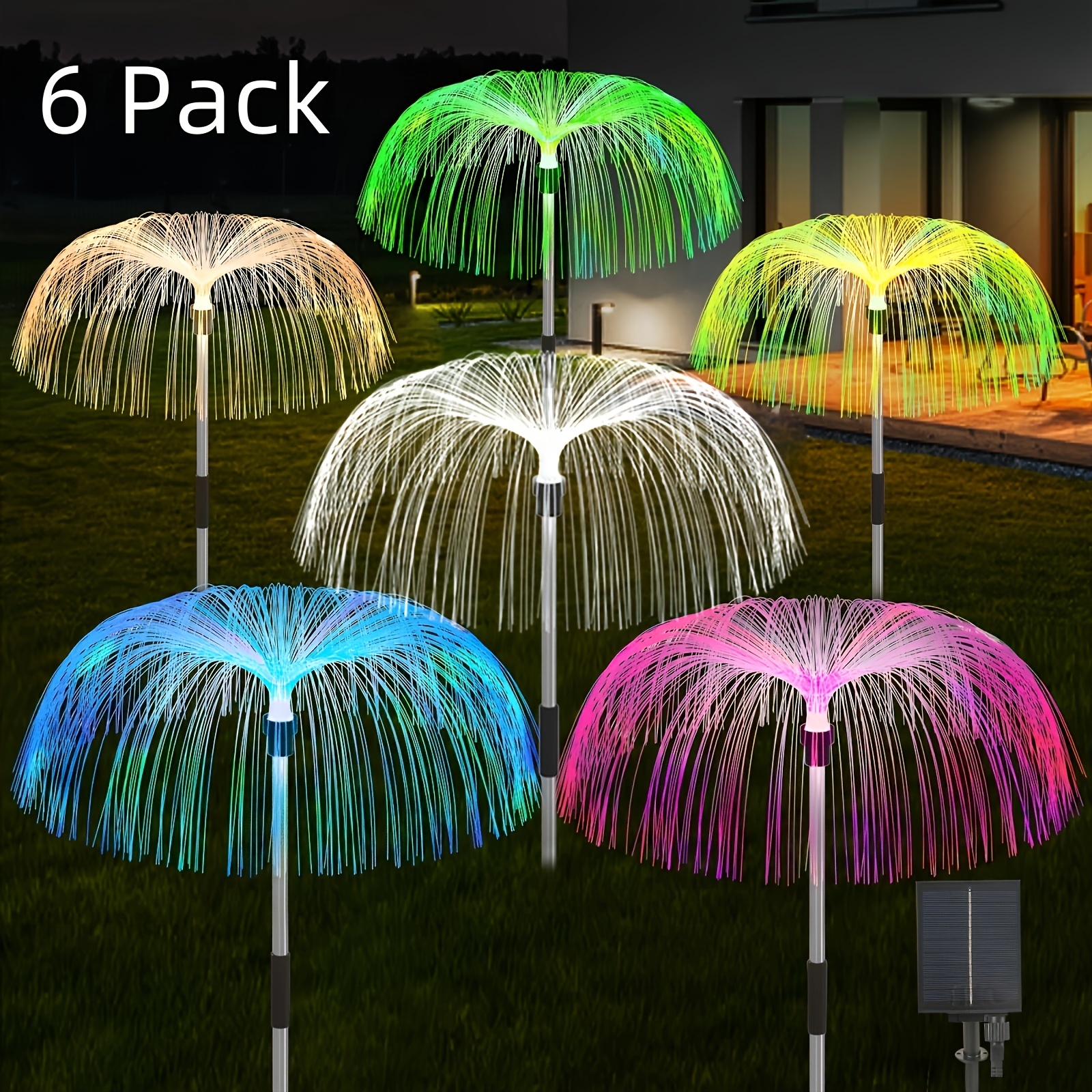 

6 Packs 7 Colors Changing Jellyfish Lights Outdoor Waterproof Solar Flower Garden Lights For Yard Pathway Lawn Festival Wedding Party Decoration