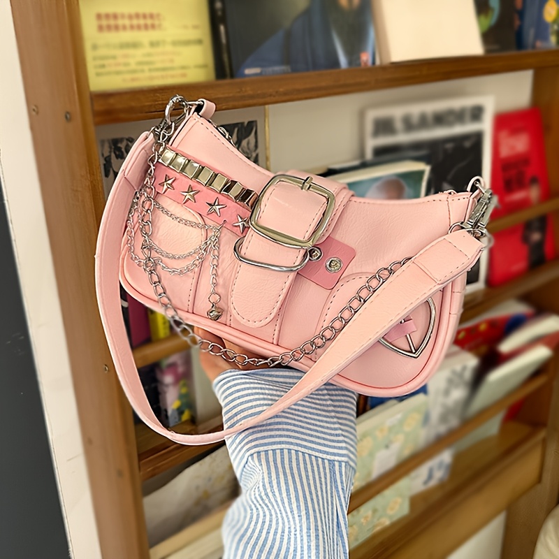 fashionable pink crossbody bag chain pendant - Temu