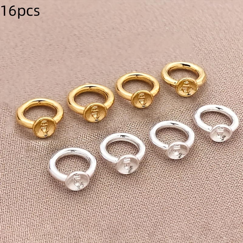 E-shop 16 Stück 18K vergoldenete Doppel-Loch-Verschluss-Ringösen, Schmuckverschluss-Verbinder geeignet für Armbänder, Halsketten und Erweiterungen,