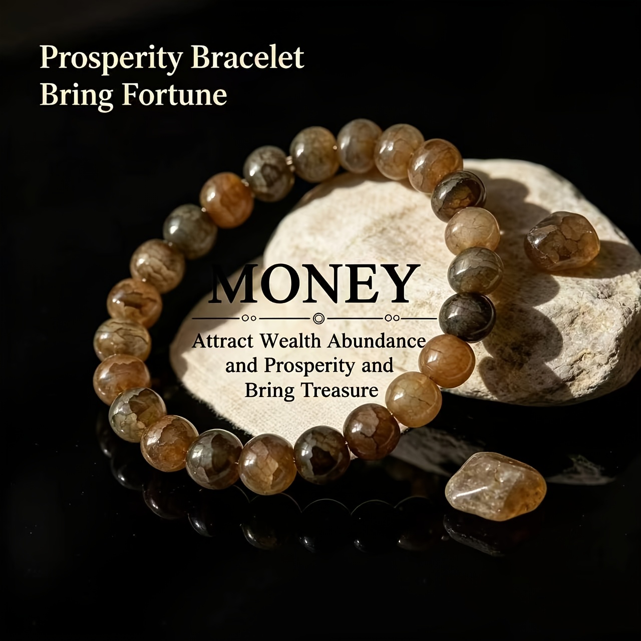 Dragon Patterned Agate Wealth Charm Bracelet, Gift