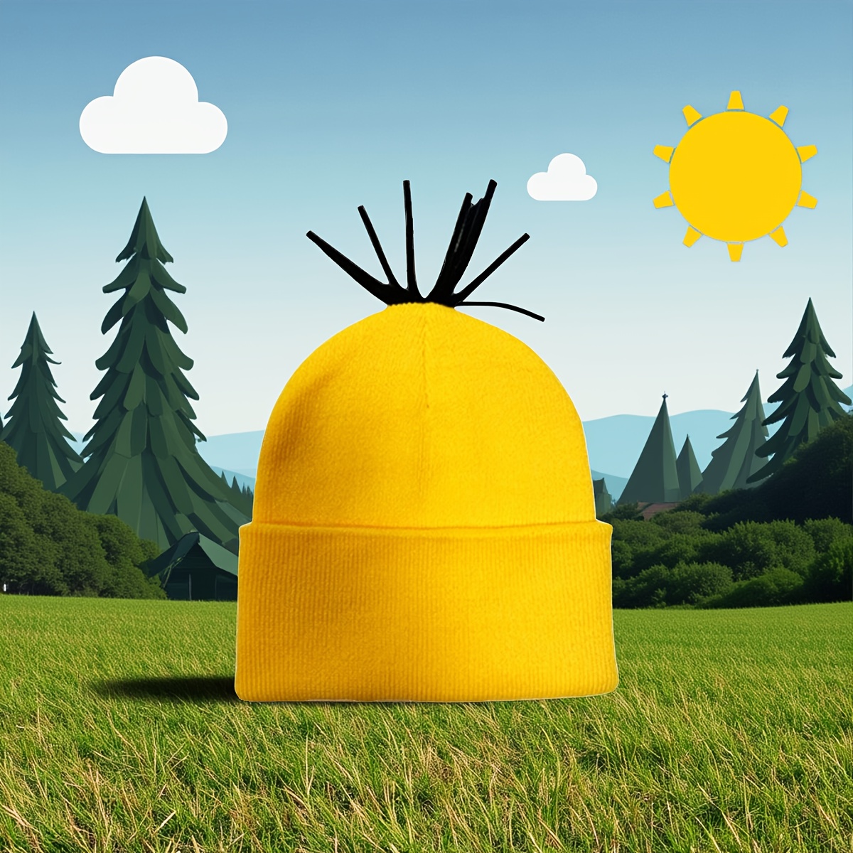 E-shop 1 Neue gelbe Rollenspiel-Hut | Gelb, modischer Eltern-Hut, Stretch-Passform, maschinenwaschbar