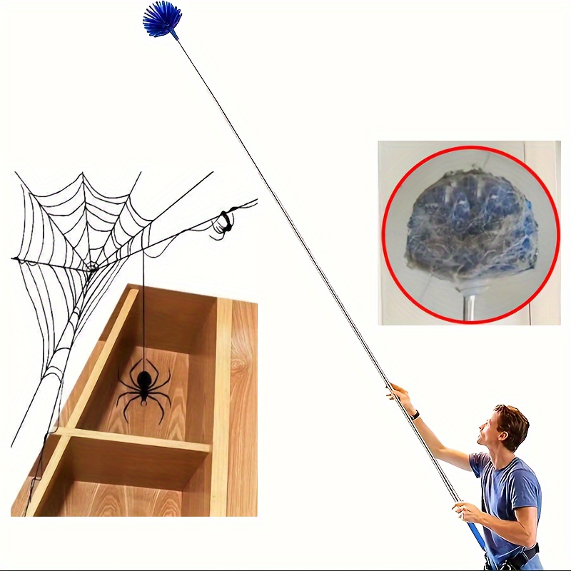 TEMU Extendable Dusting Kit - Ceiling Cleaner With Spider Web Removal , For Blinds And Cobwebs, Suitable For Room, Kitchen, Bathroom, Bedroom, No Needed, Of Metal And