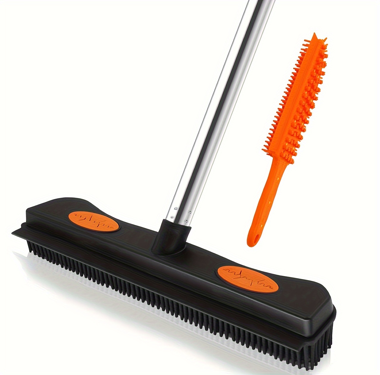 2 in 1 pet hair removal broom with squeegee ergonomic rubber carpet rake for   fur dust and     ideal for   and   details 0