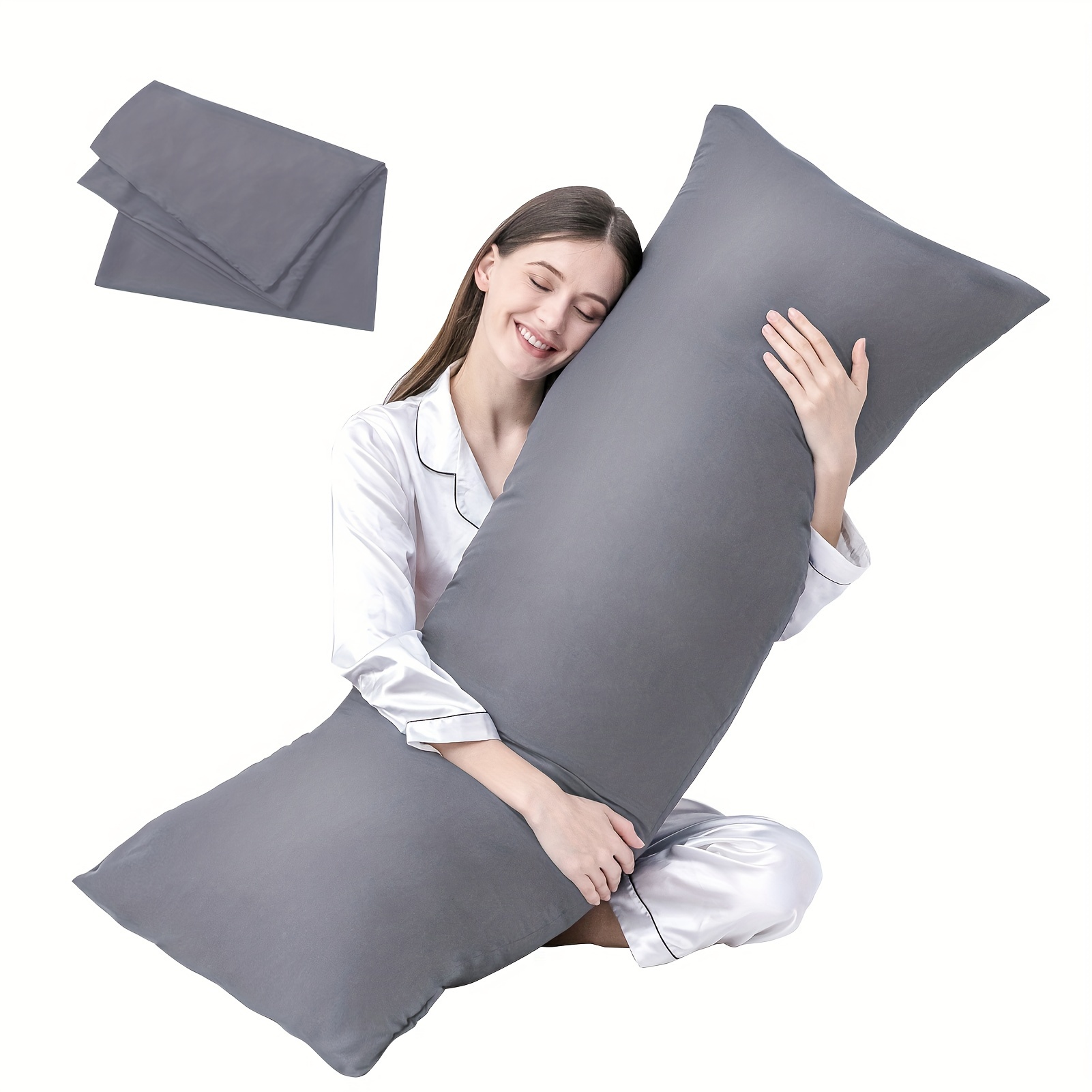 

Downcool Luxury Full Body Pillow Insert With Fiber Cover - Ultra Soft Body Pillow For Sleeping - Breathable Long Bed Pillow Insert, 20"x54"(grey, With Cover)