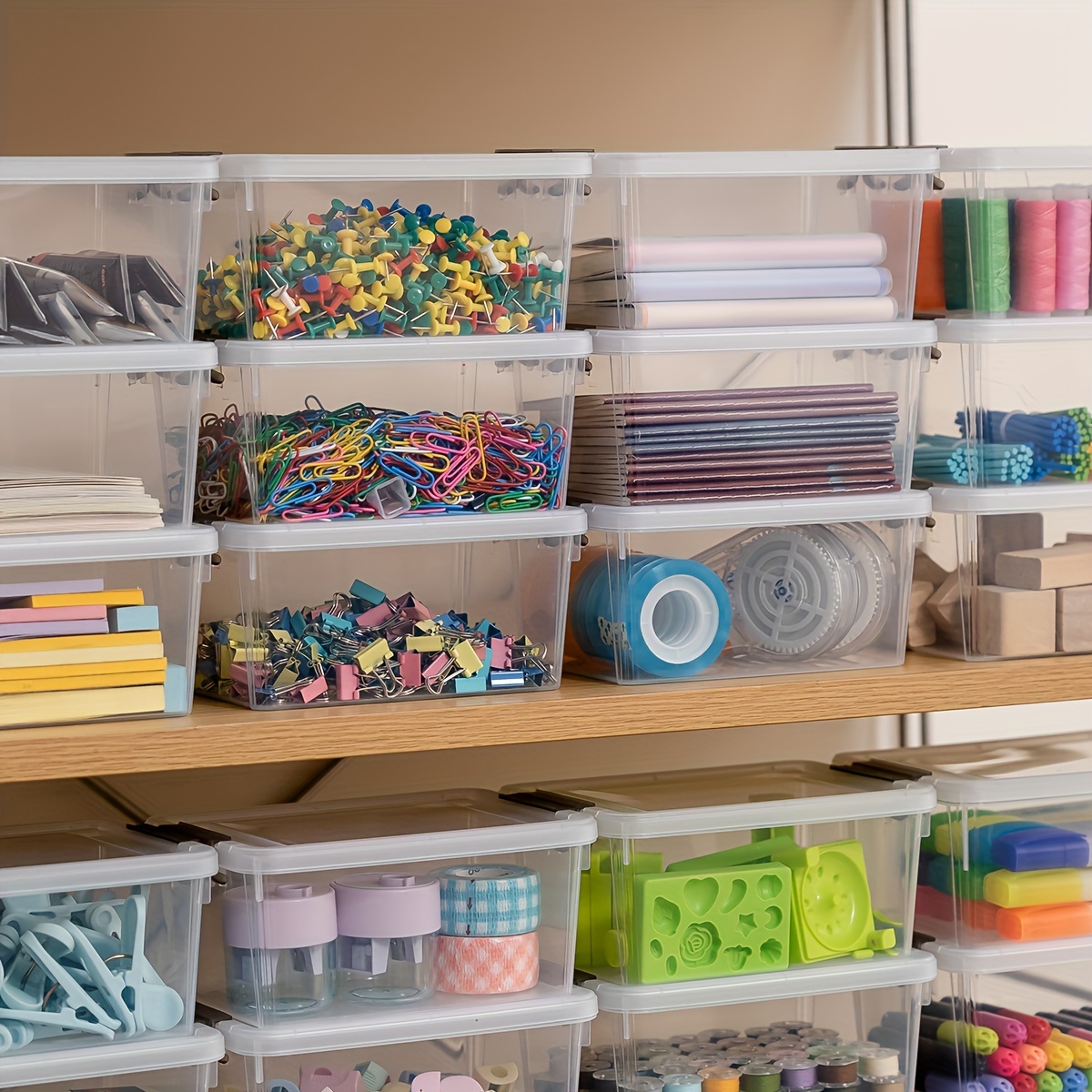 

6/10pcs 4qt/1.3qt Transparent Plastic Storage Box Set With - Ideal For Jewelry, Beads, Sewing Accessories, & Art Supplies - Organizer Containers For Organization, Jewelry Organizer Storage Bins